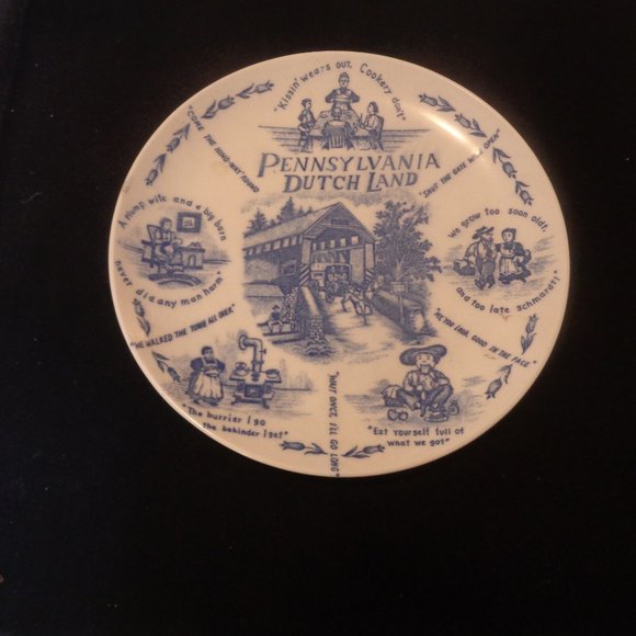 VINTAGE 1950S PENNSYLVANIA DUTCH LAND PLATE W SAYINGS - Picture 1 of 3